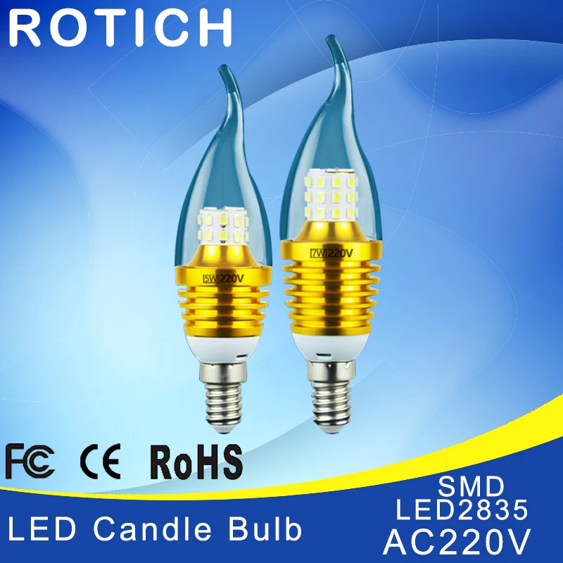

1pcs Home Lighting High Power E14 Led 220v 7w 9w Energy Saving Lamp Light E14 Led Candle 7w Velas 2835 Led Bulb E14 9w Aluminum