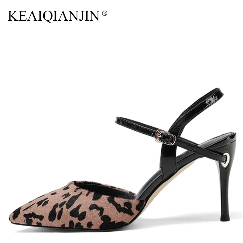 

KEAIQIANJIN Woman Genuine Leather Gladiator Sandals Fashion White Party High Heeled Shoes Sexy Summer Apricot Prom Sandals 2018