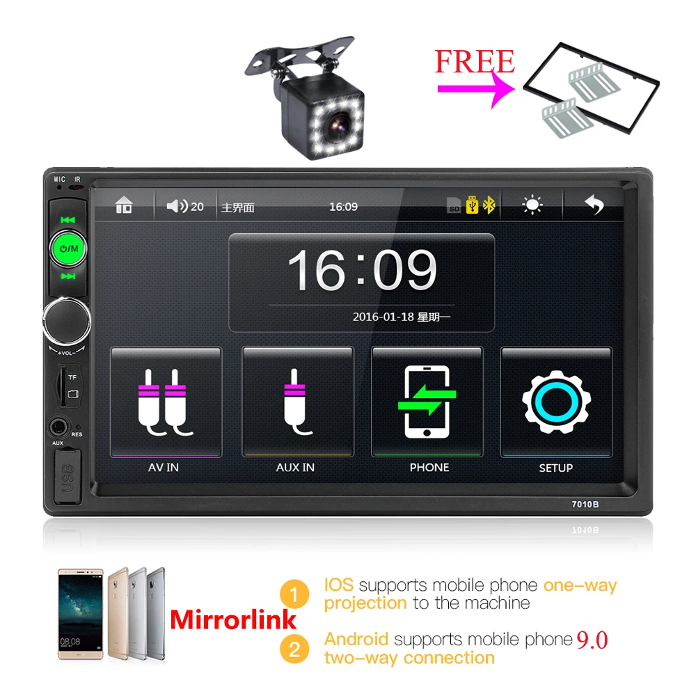 

Auto Radio 2 din Car Multimedia Player 7" Touch Screen Autoradio 2din Stereo Support Rear View Camera Mirrorlink Android