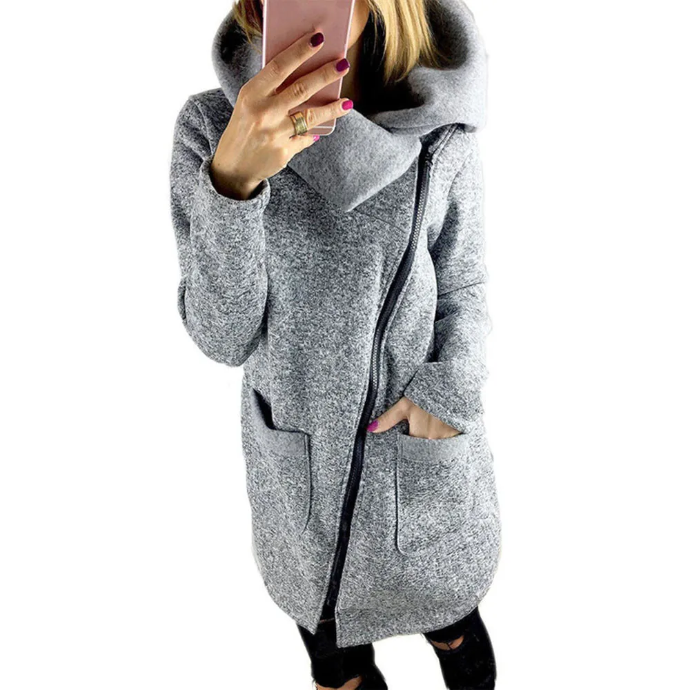 

Womens Casual Zipper Hooded Woman Jacket Coat Long Sweatshirt Outwear Autumn winter Coat women 2017 New casaco feminino