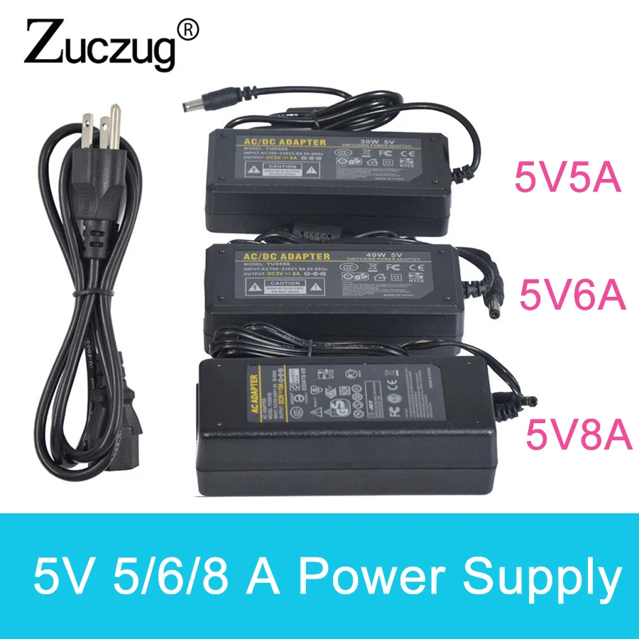 

DC 5V 5A 6A 8A Power Supply Adapter Charger AC 220v to 12V DC Adapter Universal Power Supply Adapter DC 5V 5A For LED Strip Lamp