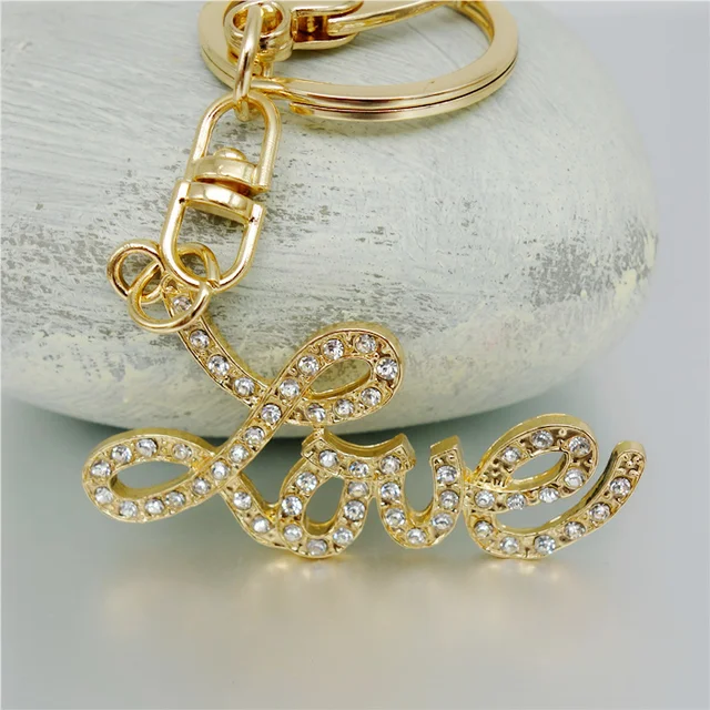 adojewello jewelry rhinestone crystal love letter keychain keyring letter keychains