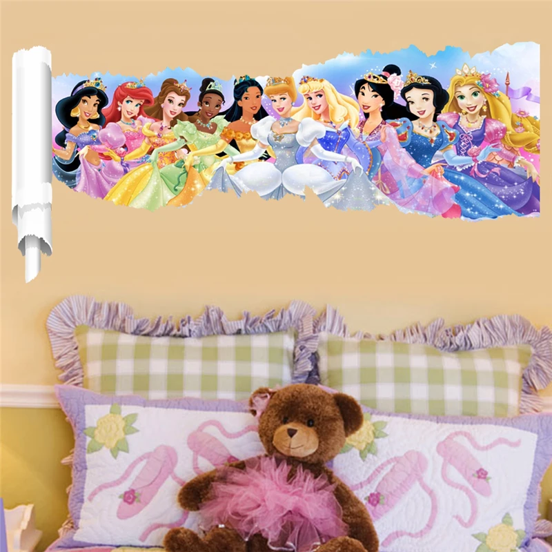 Креативная принцесса прокрутки наклейки на стену девушка детская спальня домашний декор настенные наклейки обои детские украшения для дома