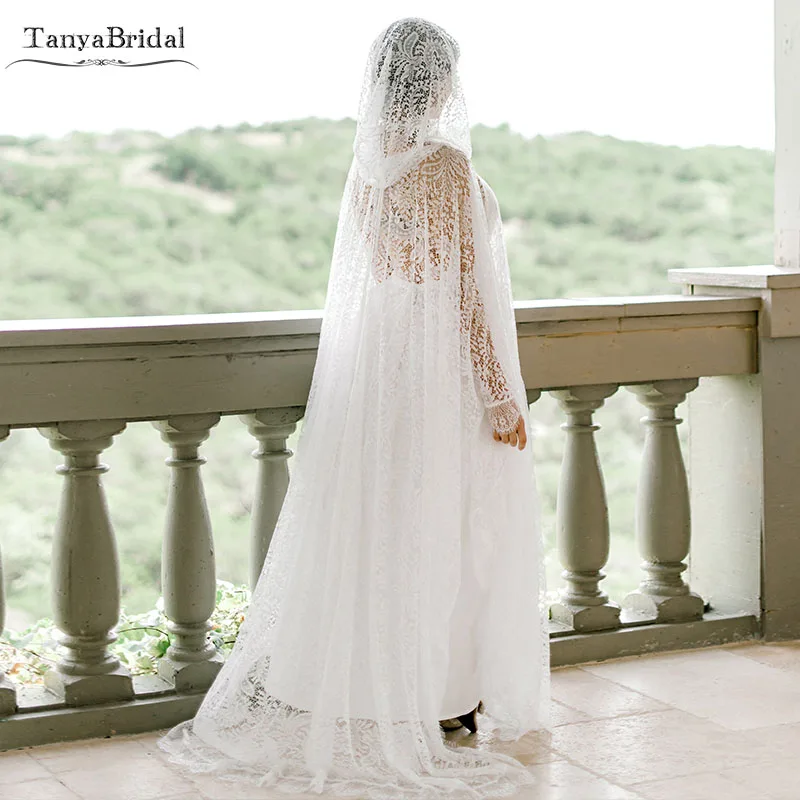 

BRIDAL ROBE CAPE with hood for wedding Lace Shawl Bridal Cloak DJ070