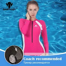 Женский спортивный купальник с длинным рукавом на молнии, спортивный Цельный купальник, спортивный профессиональный купальник для соревнований, Женский Плюс Размер