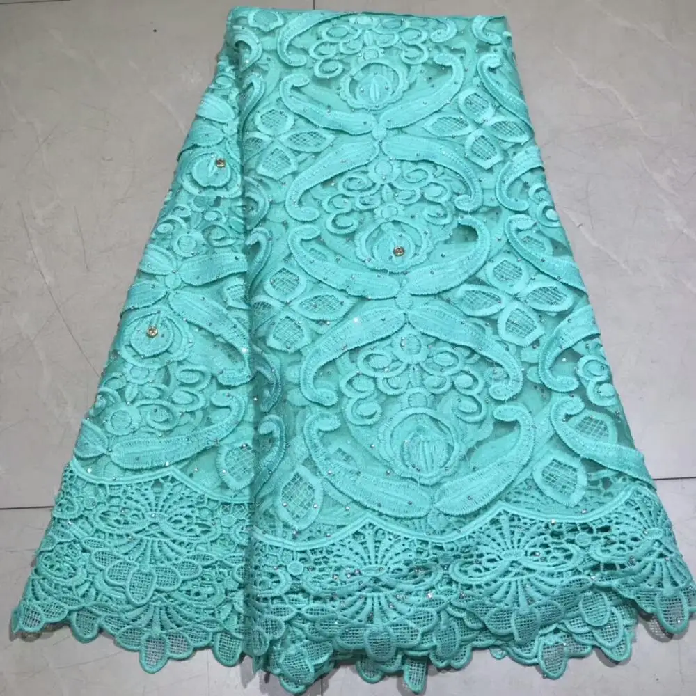 

(5yards/pc) beautiful turquoise blue African net lace fabric soft Frech lace fabric with embroidery and for dressTB2