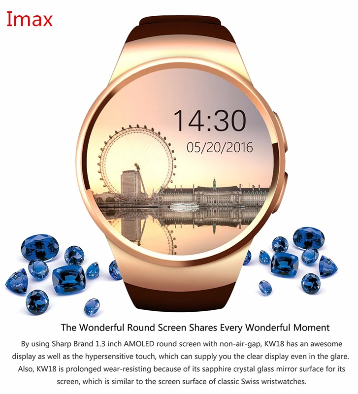 696 KW18 умные часы sim TF MTK2502 монитор сердечного ритма Smartwatch сенсорный экран bluetooth