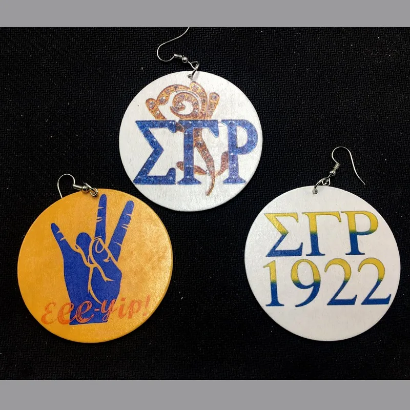 Деревянные серьги Sigma gamma rho sorority|earrings earring|earrings woodearring lot |