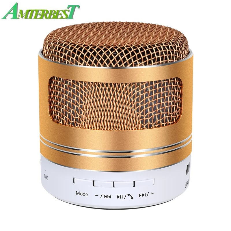

AMTERBEST Mini Bluetooth With Mic Speaker Stereo Sound Support FM Radio TF Card Loudspeaker Metal Surface Portable Music Play