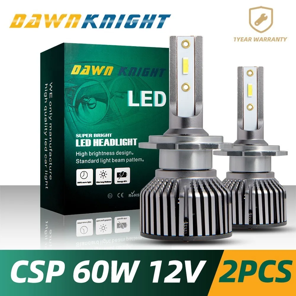 

DAWNKNIGHT 2PCS H7 Led bulb H4 H1 H3 H8/H9/H11 H27/880 9005/HB3 9006/HB4 D2S(R/C) F4 CSP CHIP Led Headlight Bulb Mini Size