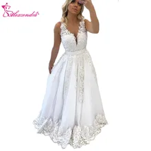 Alexzendra белый V образным вырезом Новые Выпускные платья с вышивкой жемчуг Длинные Формальные Вечерние Нарядные платья для вечеринок индивидуальный заказ