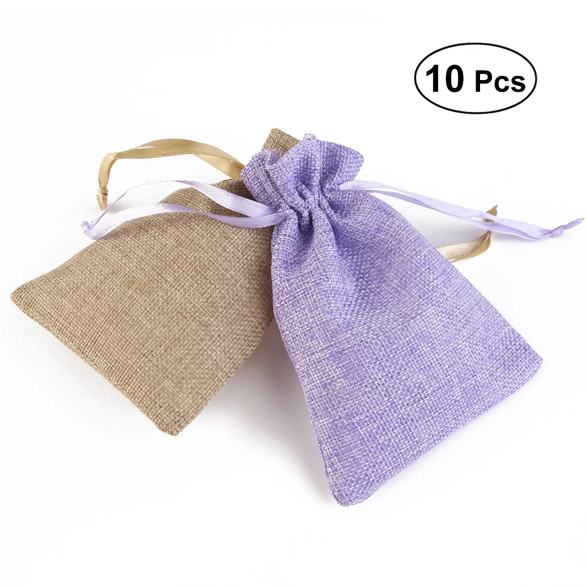 10Pcs Linen like Drawstring Bag Jewelry Ring Bag Storage Packing Bag