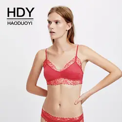 HDY Haoduoyi 2019 новые модные поступления в западном стиле, однотонный сексуальный ажурный кружевной Красный треугольный бюстгальтер с
