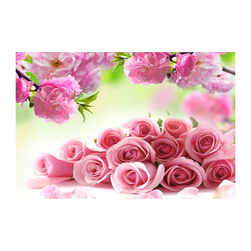 Full SquareRound Drill 5D DIY Diamond Painting Pink rose 3D  Embroidery Cross Stitch Mosaic Home Decor
