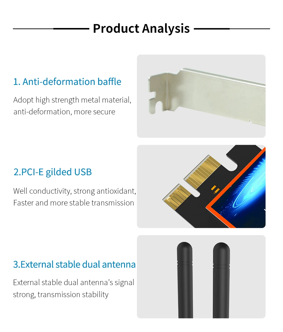 Comfast 650 Мбит/с 2,4 г/5 ГГц WiFi беспроводной-AC Настольный PCI-E 802.11ac PCI Express беспроводной WiFi адаптер для окна 7/8/10