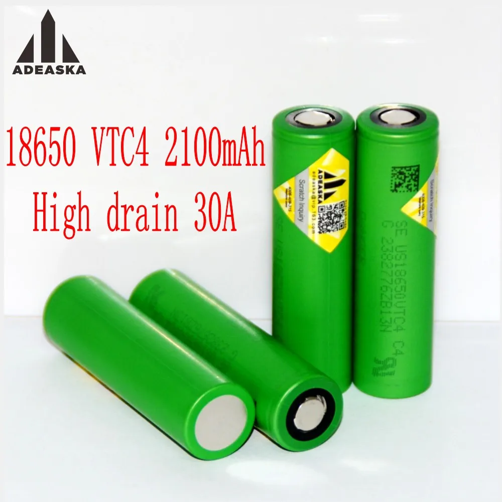 4PCS New 100% Original 3.6V 18650 VTC4 2100mAh High drain VTC4 For SONY ...