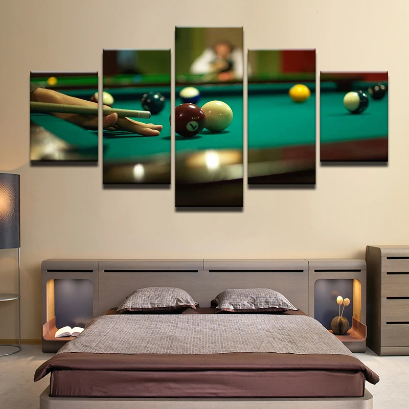 

5 Pieces Billiards Poster HD Prints Table Tennis Sports Pictures Framework Canvas Painting Wall Art For Living Room Home Decor