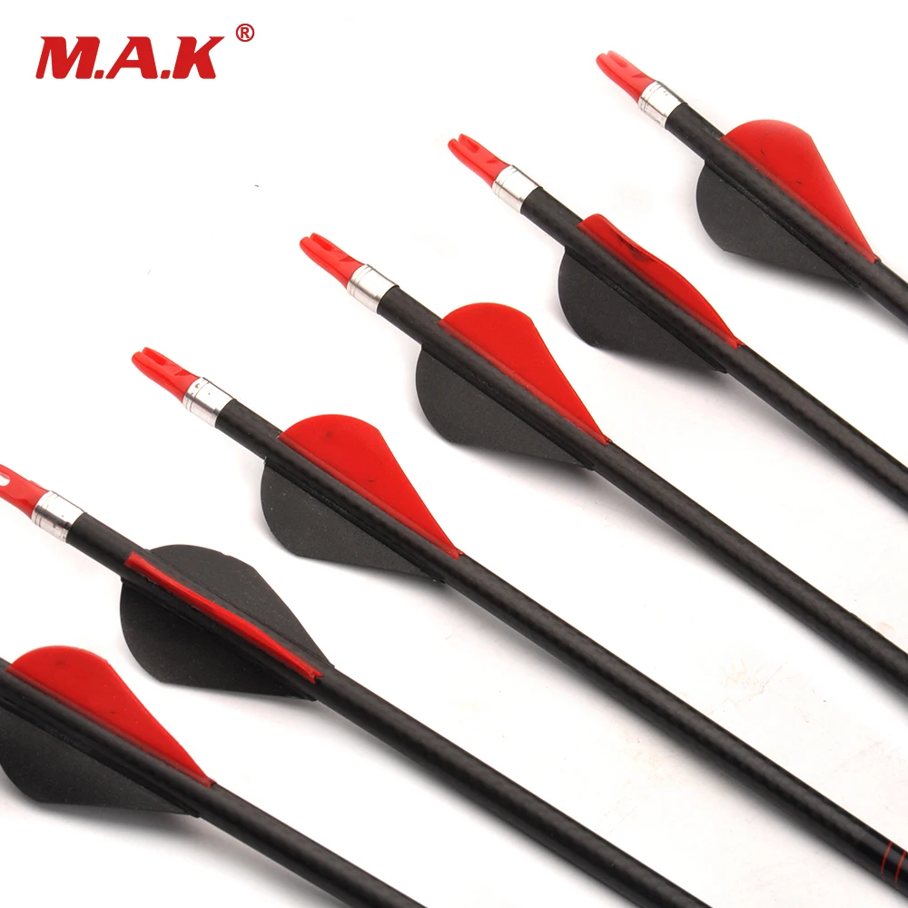 

6/12pcs 32 Inches Pure Carbon Arrow Spine 350 Diameter 7.8mm Replaceable Arrowhead for Compound Bow Archery Hunting
