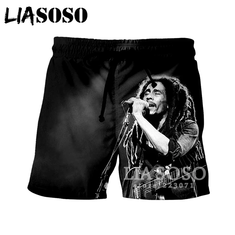 LIASOSO летние новые мужские и женские модные шорты 3D принт певец Боб Марли пляжные фитнес шорты унисекс повседневные свободные шорты A188-06