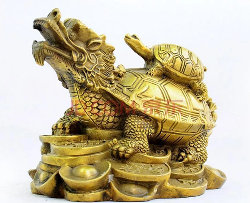 

Chinese FengShui Pure Bronze Wealth Money Evil Dragon Turtle Tortoise Statue 3