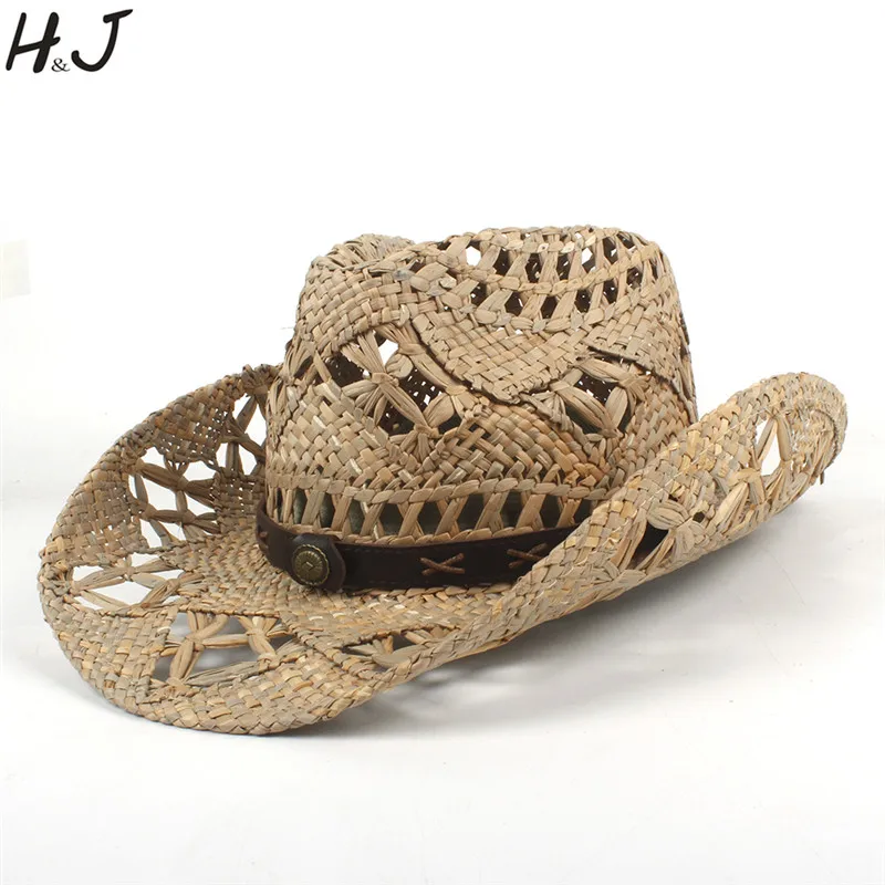 Соломенная женская мужская Ковбойская шляпа, тканые ковбойские шляпы для женщин на лето в западном стиле Sombrero Hombre Lifeguard Шапки размер 56-58 см