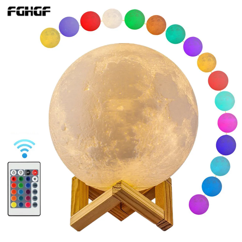 

16 color New Dropship 3D Print Moon Lamp Colorful Change Touch Usb Led Night Light Home Decor Creative Gift
