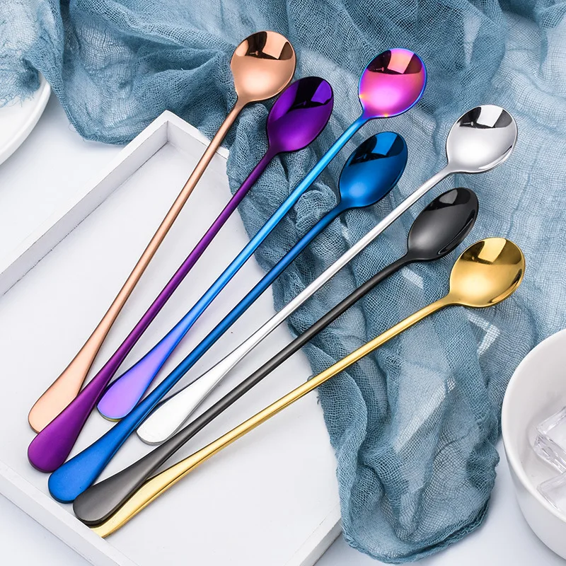 

New Stainless Steel Long Handle Mixing Spoon, Bar Stirring Spoon for Cocktail, Ice Cream, Coffee, Juice, Tea, Drink, 9.4 Inches