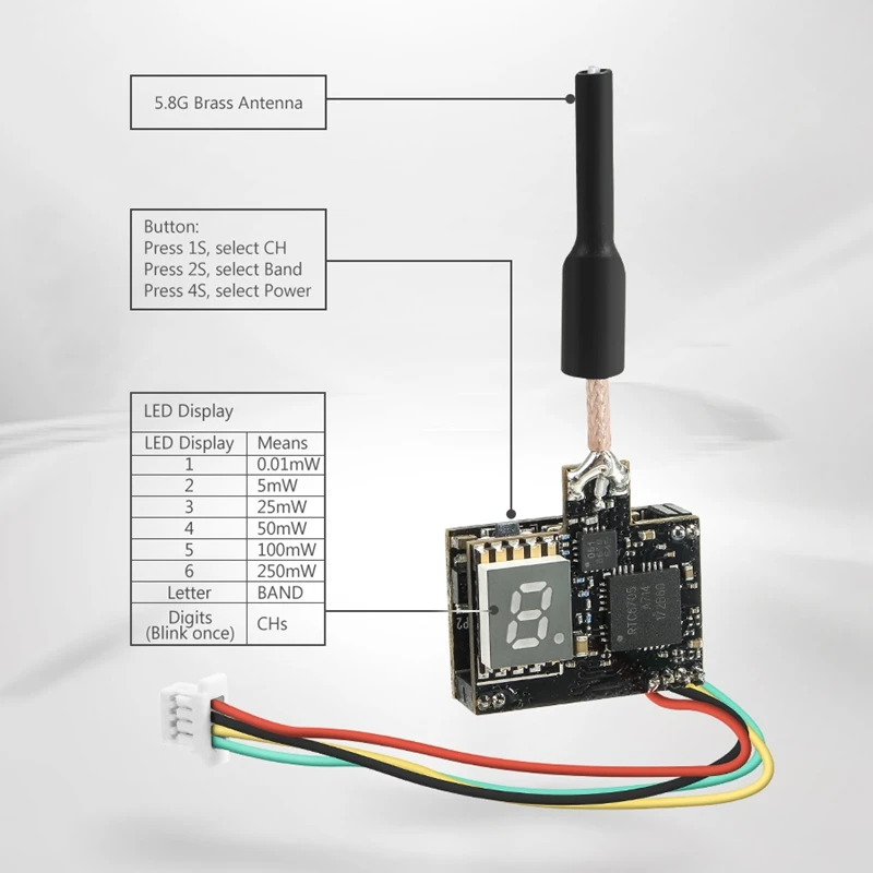 Eachine TX05 0,01/5/25/50/100/250 мВт переключаемый w/OSD AIO 5,8G 72CH VTX 600TVL NTSC Мини FPV Камера для Модель радиоуправляемого дрона