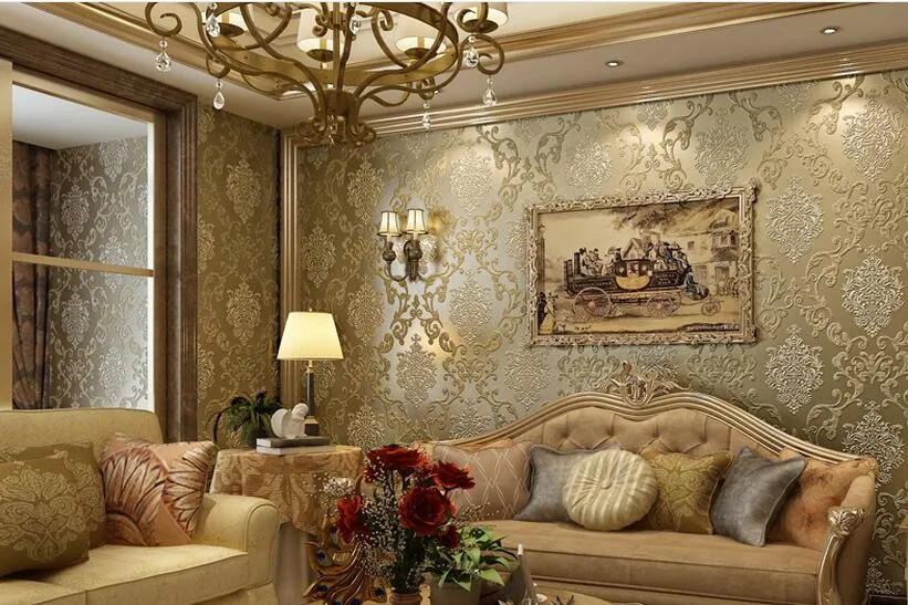 Waliicorners European bedroom wall paper shop for living room simple European Damascus wallpaper for walls 3 d 36