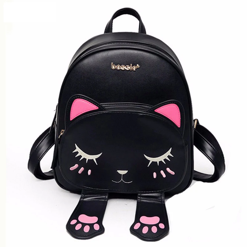

2017 Lovely Girl Cat Backpack Ear Students School Backpack For Teenagers Back Pack Pu Leather Shoulder Kitty Travel Bags Mochila