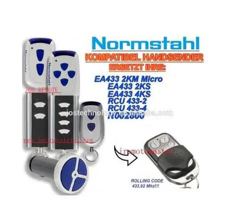 

FOR NORMSTAHL EA433 2KM Micro,EA433 2KS,EA433 4KS,RCU 433-2,RCU 433-4,NOO2800 remote control rolling code