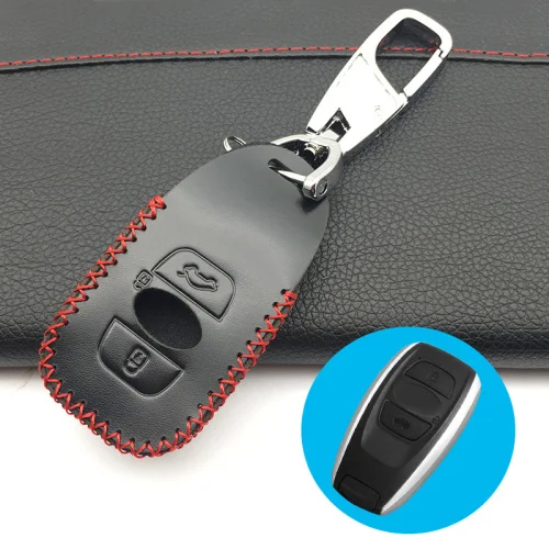 Кожаный чехол для ключа автомобиля для Subaru Impreza Legacy Outback XV автомобильный кошелек автомобильные ключи аксессуары Защита оболочки 3 ключа - Название цвета: Black