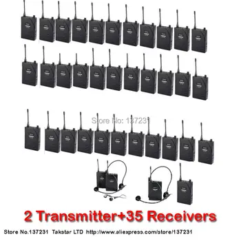 

Tour guiding training Takstar UHF-938 UHF frequency Wireless Tour Guide System 50m Operating Range 2 Transmitter+35Receivers