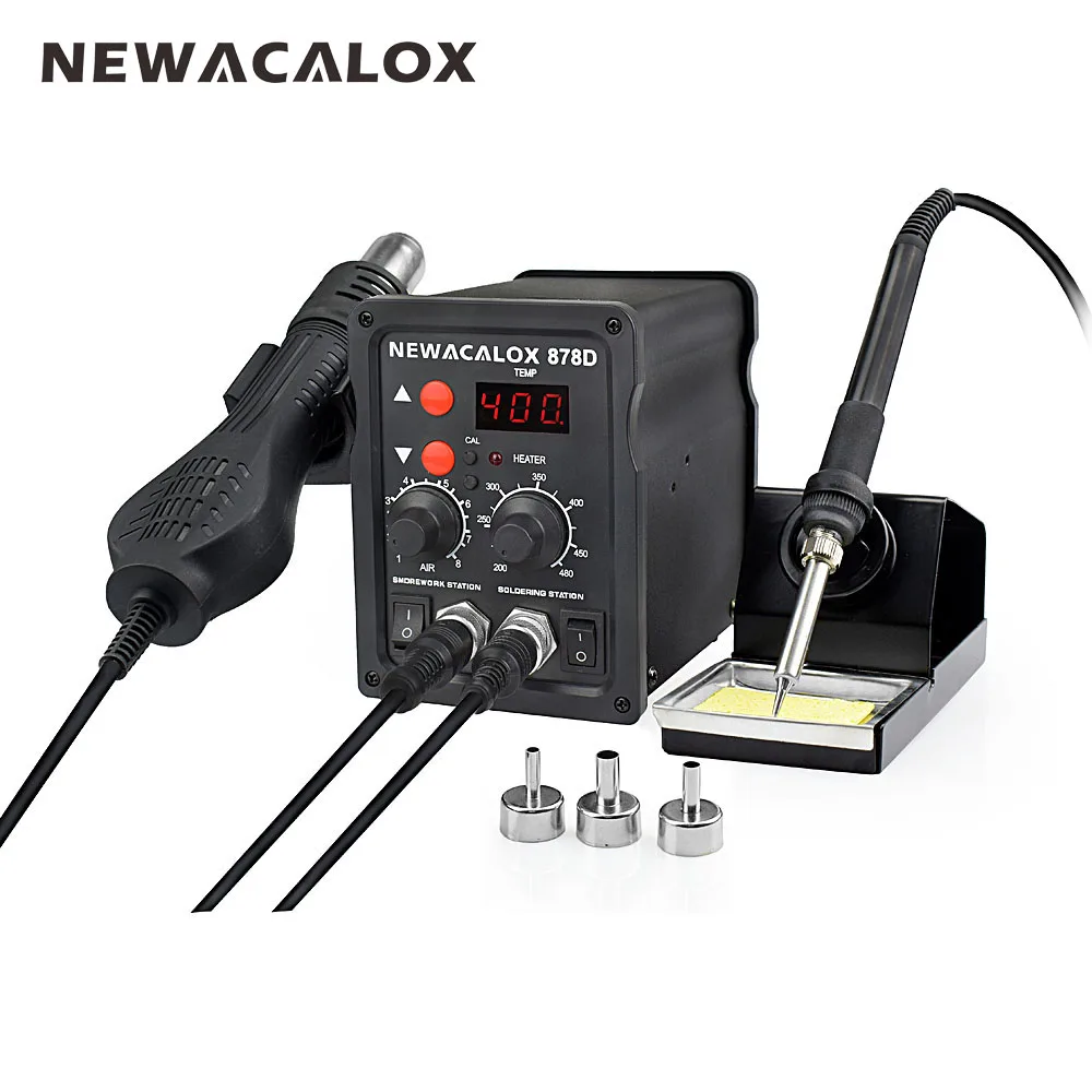 NEWACALOX EU Plug 220V 700W Rework Soldering Station Thermoregulator Soldering Iron Hot Air Desoldering Gun Welding Tool Kit