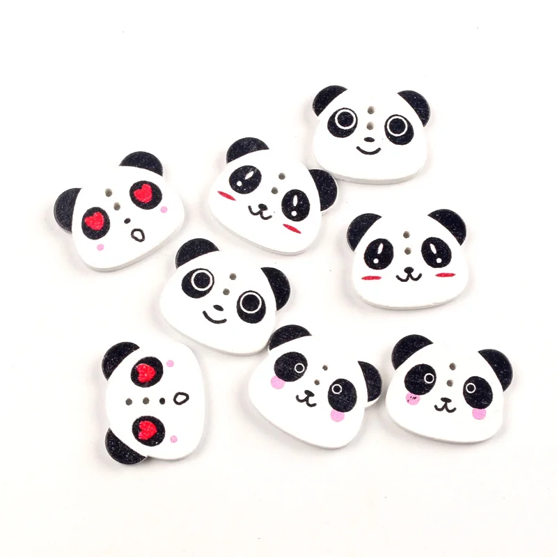 

50pcs Mixed 22x18mm Wooden Panda Head Buttons For Clothing Needlework Scrapbooking Wood Decorative Crafts Diy Accessories