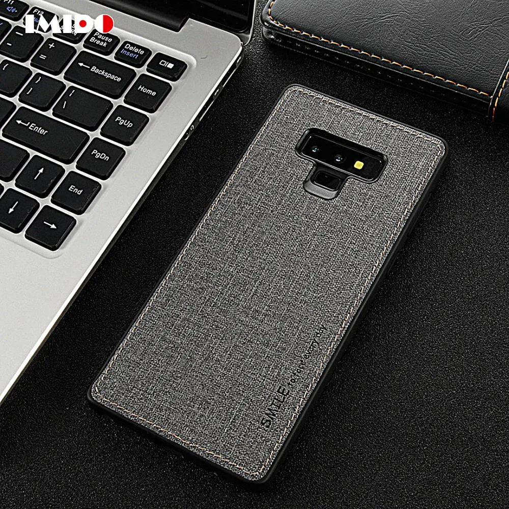 

IMIDO Luxury Cloth Leather Phone Case For Samsung Galaxy S9 Plus Vintage PU Back Cover For Galaxy Note9 Note8 S9 S8 Plus Coque