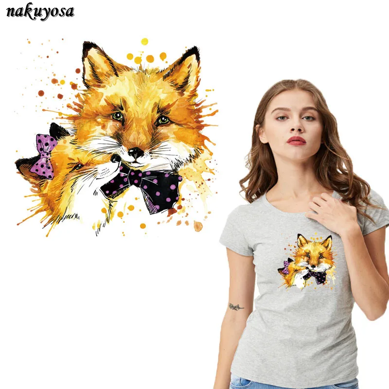 Милая футболка с изображением лисы для мамы и ребенка нашивки в виде животных