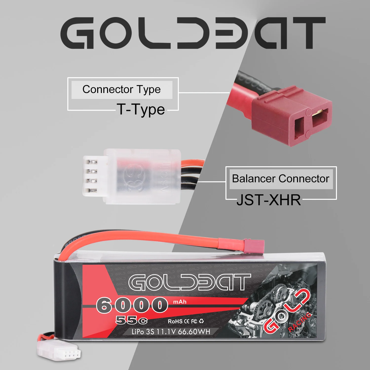 2 единицы GOLDBAT 6000 мАч lipo батарея 11 1 В RC автомобиль 3S Lipo rc fpv 55C с разъемом Deans для