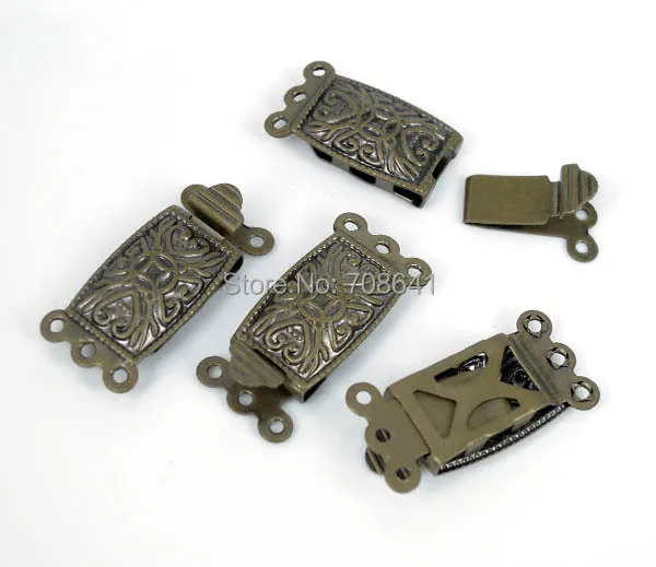 (10 piece/lot) Vintage Antique Bronze tone 3 strands Rectangle Box