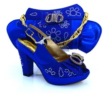 New Arrival African Rhinestone Shoes And Bag Set Italian Spike Heels Shoes With Matching Bag Set For Party Free Shipping MM1019
