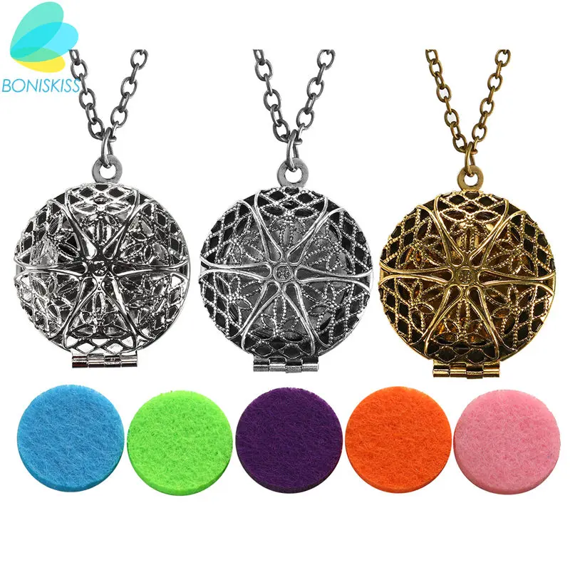 2017 Boniskiss Hot Hollow Out Aromatherapy Diffuser Necklace Jewelry Perfume Locket Pendant Essential Oil Scent Locket