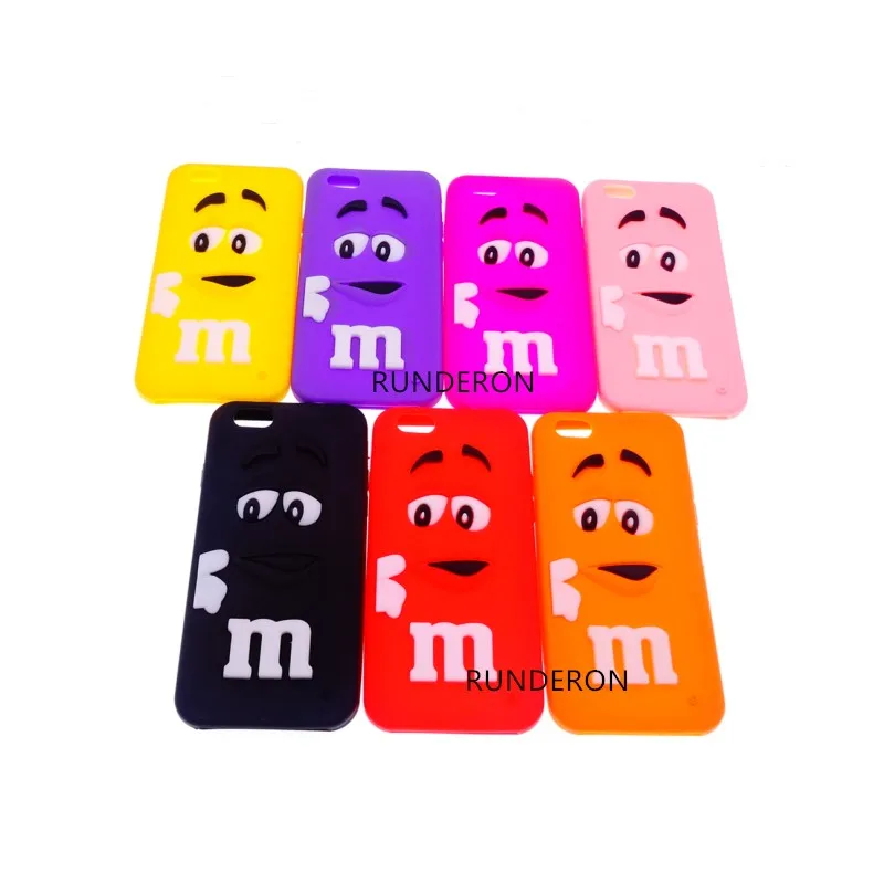 

Fashion Cute 3D Cartoon MM's Chocolate Beans Soft Rubber Silicone Cover Phone Case for iPhone 6 6S 4.7 Inch