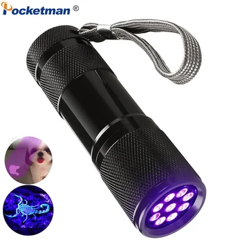 

Mini 9LED UV Flashlight Ultraviolet led flashlight Ultra Violet Invisible Ink Marker Detection Torch Light 3AAA UV lamp
