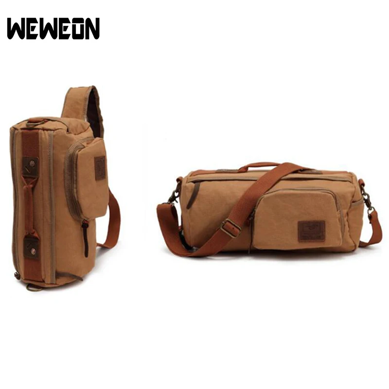 Multifunctional Canvas Sports Gym Backpack Shoulder Bag Outdoor