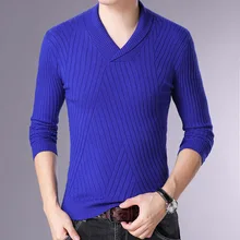 Мужская Новая коллекция года, осенне-зимняя вязаная саржа для отдыха, чистый цвет, мужской Эластичный вязаный свитер