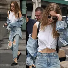 Модные женские рваные с дырками джинсовые джинсы E1108-002