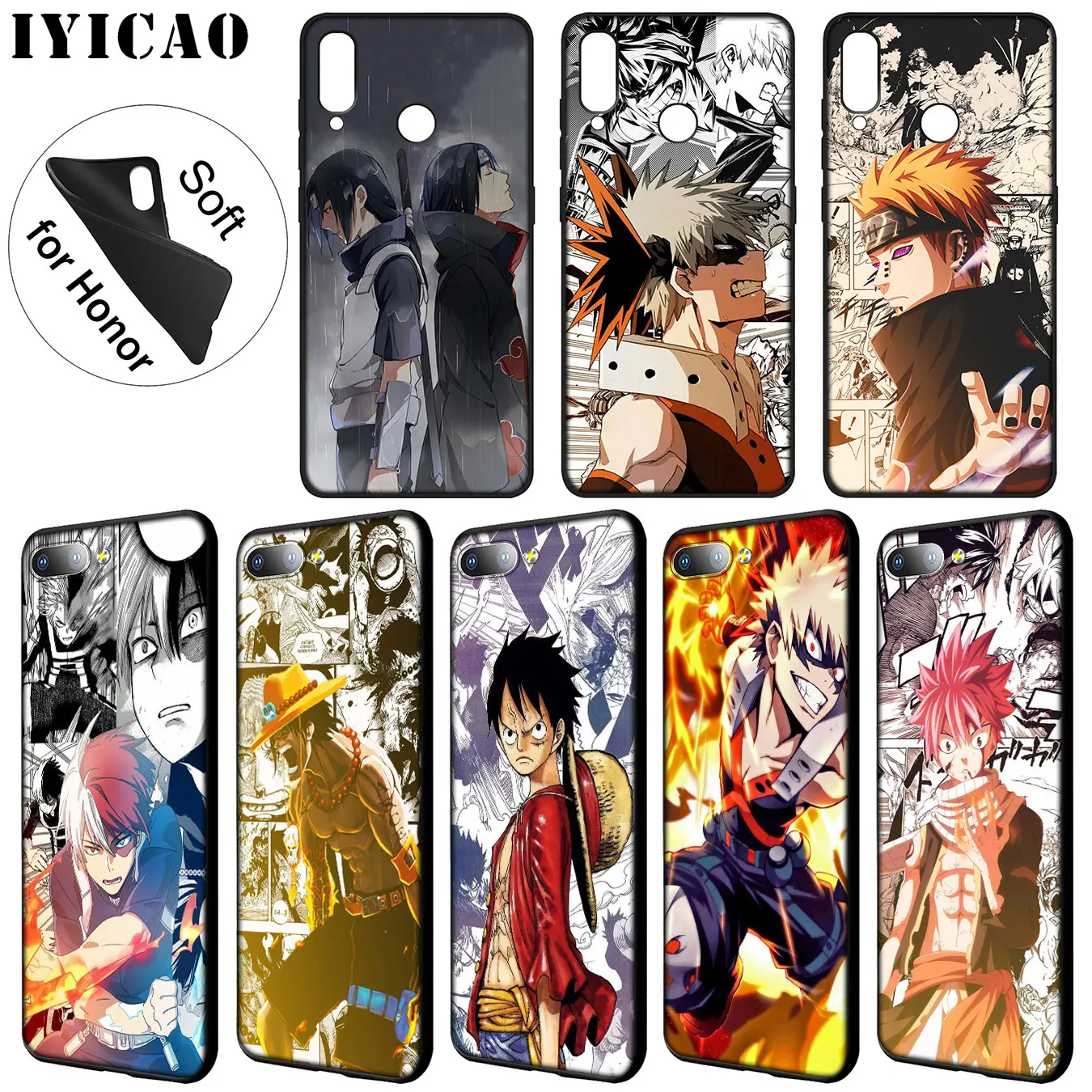 

IYICAO My Hero Academia One Piece Soft Silicone Case for Huawei Y9 Y7 Y6 Prime 2019 Honor 20 8C 8X 8 9 9X 10 Lite 7C 7X 7A Pro