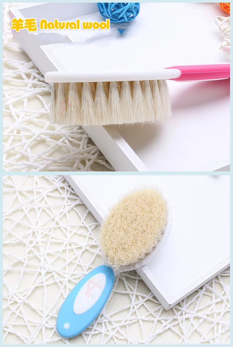 Baby Hair Brush Comb Baby Girls Boys Massager Natural Hairbrush Wooden Brush Plastic Massager Natural Wool Head Comb