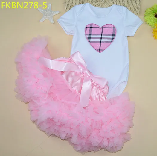 Наряды на день рождения для новорожденных девочек, детские комбинезоны и розовое Пышное Платье-пачка комплект одежды из 2 предметов, детский подарок - Цвет: as shown
