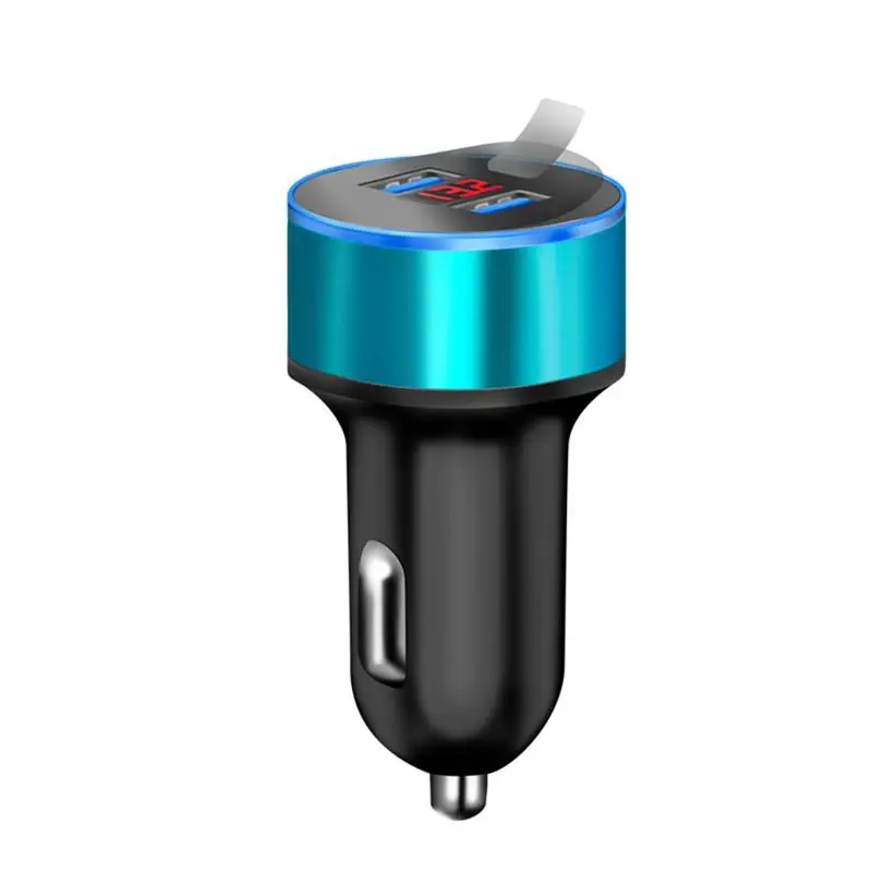 Black blue 3.4A металлический двойной USB автомобильный прикуриватель зарядное устройство цифровой дисплей для IPhone X 8 XS MAX 7 Xiaomi samsung Быстрая зарядка контроль напряжения - Название цвета: Black blue
